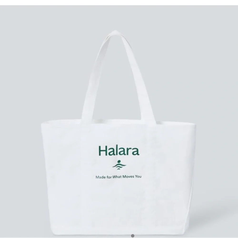Halara Letter Print Casual Canvas Tote Bag Large Beach Women's White *T27